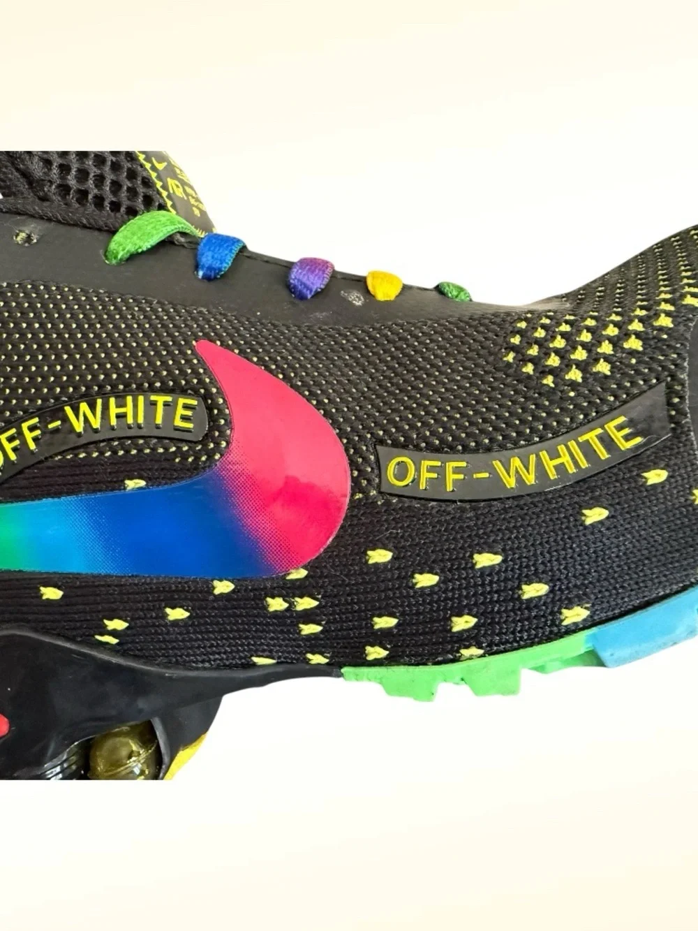 Nike Off-White Air Ultra Shox Custom Rainbow Sneakers, Size 7, ! NEW ! - Picture 9 of 13